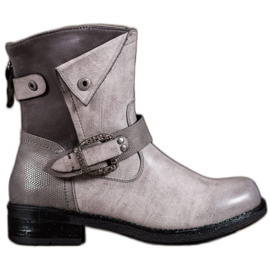 Super Me Boots With Decorative Buckle grey