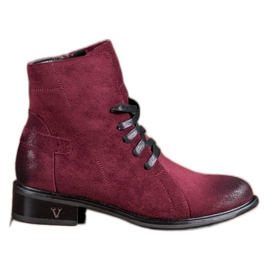 VINCEZA suede boots red
