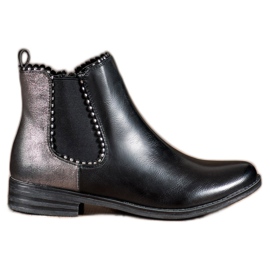Bella Paris Classic Boots With Cubic Zirconia black