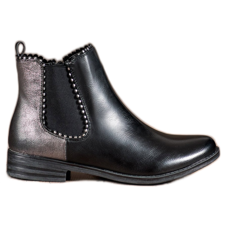 Bella Paris Classic Boots With Cubic Zirconia black