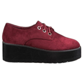 SHELOVET Suede shoes on the platform red SHELOVET Suede shoes on the platform red