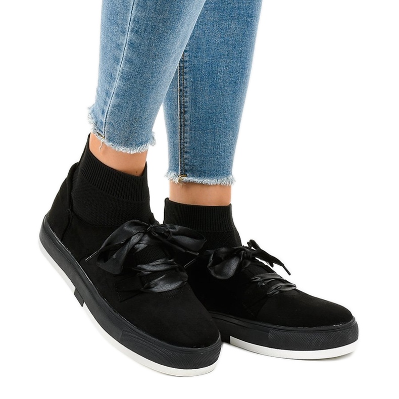 Black high sneakers CH-95 ribbon