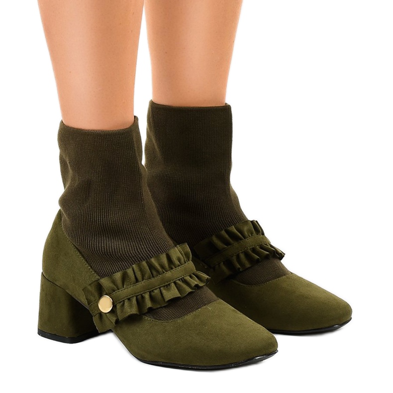 Green velor pumps on the JM8118Y post