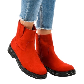 Red suede ankle boots CH1812-2