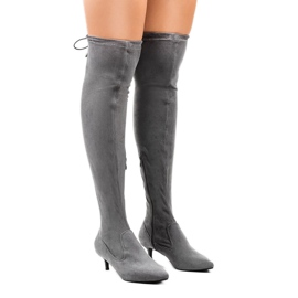 Women's suede boots on a L6838 pin grey Women's suede boots on a L6838 pin grey