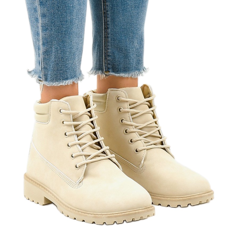 Beige hiking boots without insulation W-3033