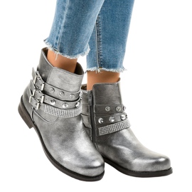 Gray boots richly decorated LL179 grey