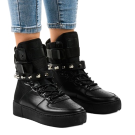 Black flat sneakers Y-205