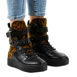 Black flat sneakers Y-205 multicolored