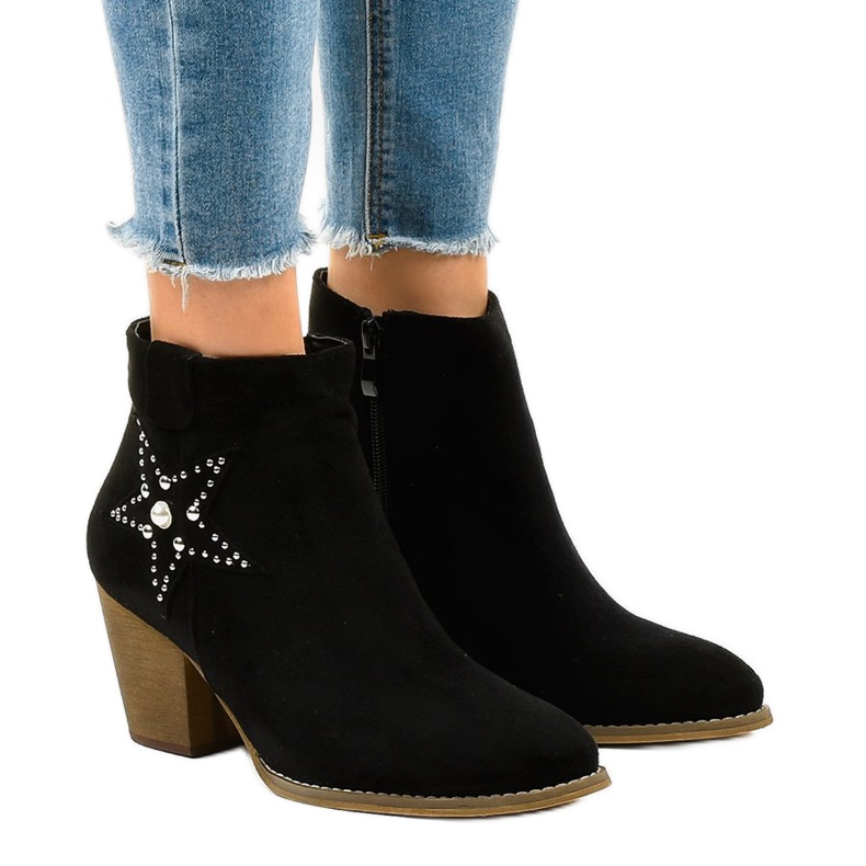 Black suede boots on the star L88-163 post