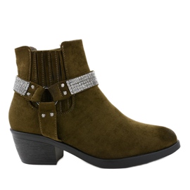 Green suede ankle boots on the post 9031