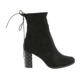 M.Daszyński Suede ankle boots with a decorative heel Daszyński 154 black