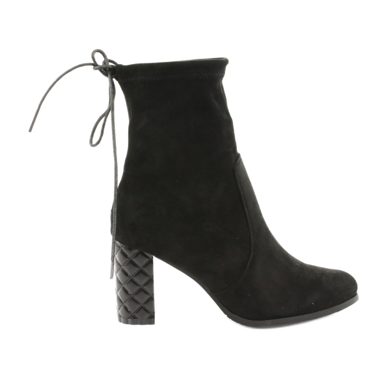 M.Daszyński Suede ankle boots with a decorative heel Daszyński 154 black