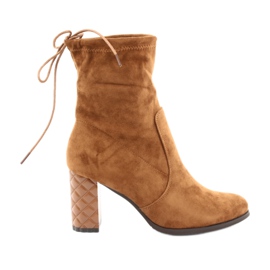 M.Daszyński Daszyński suede boots on a decorative heel 154 Camel brown M.Daszyński Daszyński suede boots on a decorative heel 154 Camel brown