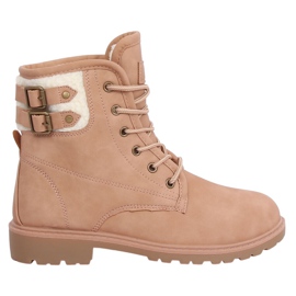 Women's timber boots, beige and pink, 1120-PA Pink