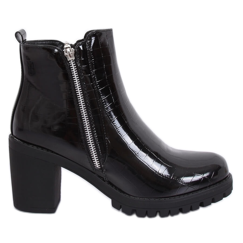 Black lacquered Chelsea boots DA37P Black