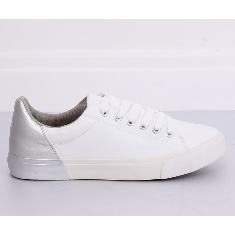 White-silver women's sneakers A88-29 W-SILVER II Type