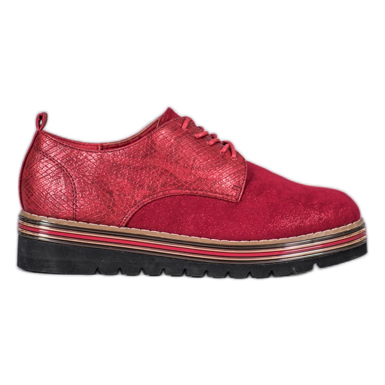 SHELOVET Shoes On the Snake Print Platform red