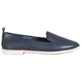 Mazaro Navy blue leather loafers