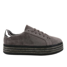 Gray embellished women's sneakers G280 grey