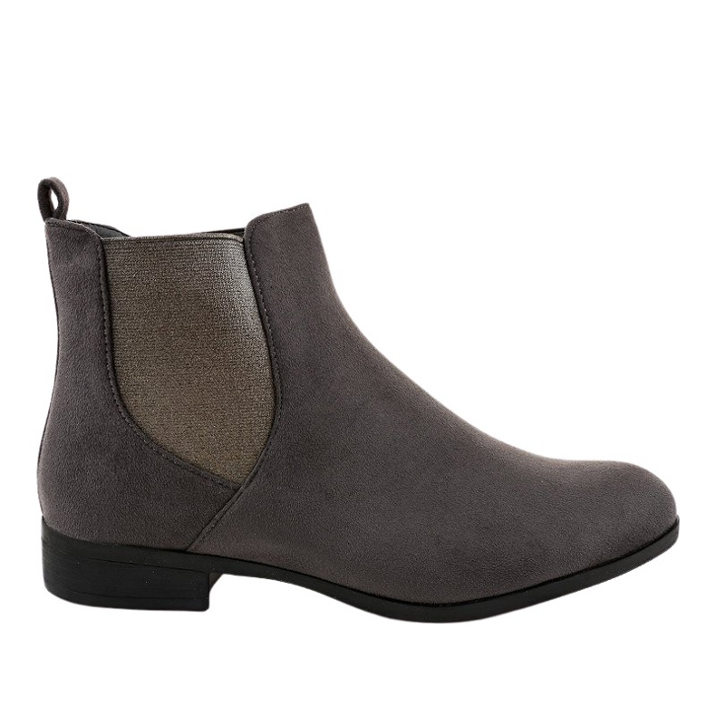 Gray suede flat boots with elastic 100-917BO grey