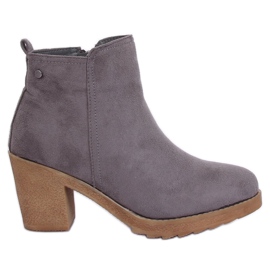 Gray Wide-heeled gray boots YL96044 Gray grey