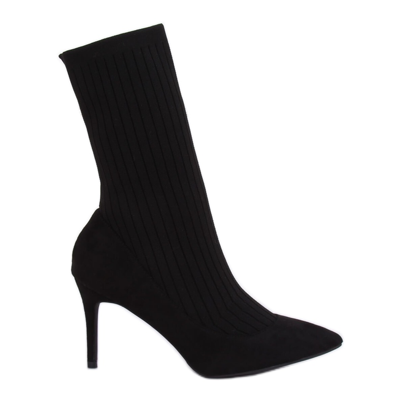 Boots with a sock upper black T5033 Black