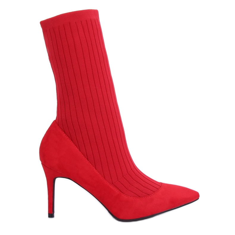 Boots with a sock upper red T5033 Red