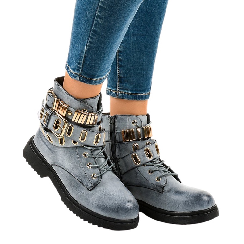 Blue flat insulated boots B2878-KB