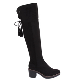 Over-the-knee boots with a rubber sole black 8B938 Black