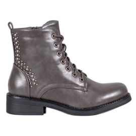 SHELOVET Boots With Rhinestones grey