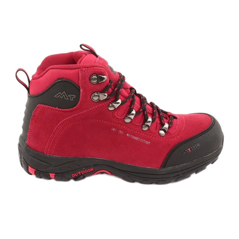 Hiking boots with MtTrek 034 membrane red black
