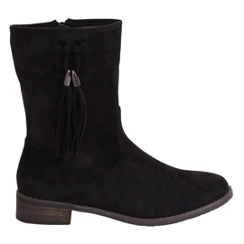 Black women's flat black boots 99-133 Black