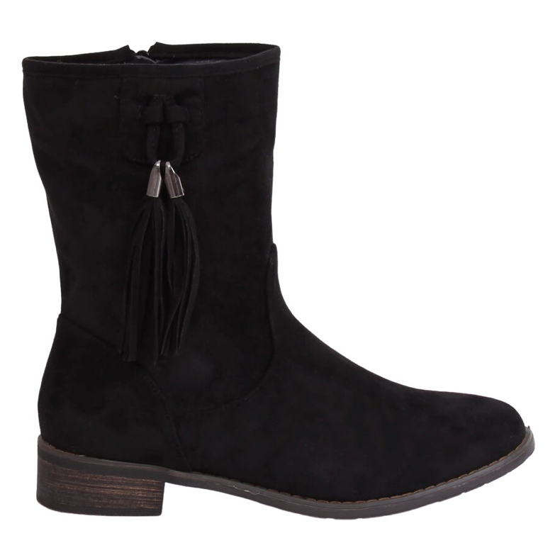 Black women's flat black boots 99-133 Black