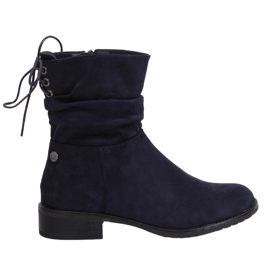 Navy blue women's flat boots B-09 Blue