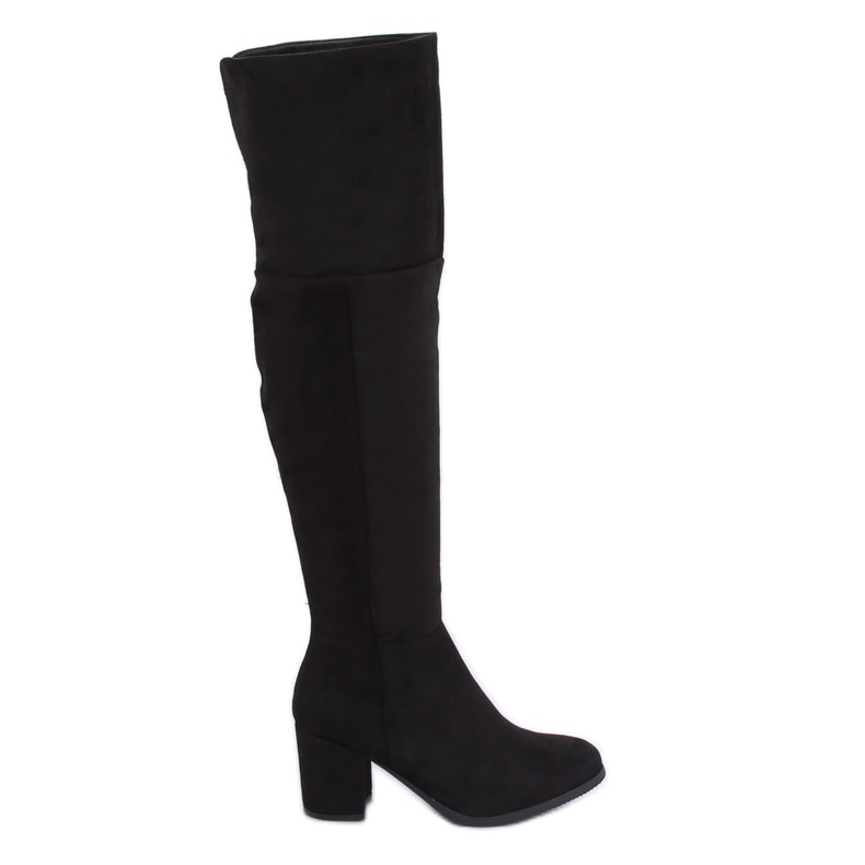Over-the-knee boots with low heels black 8B965 Black
