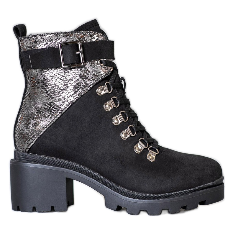Seastar Snake Print Lace-Up Boot black