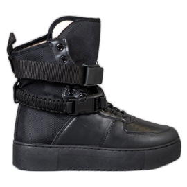 Diamantique High Boots With Buckles black