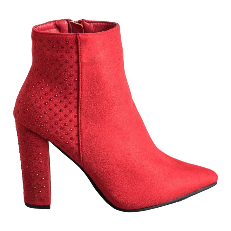 Seastar Suede Booties With Cubic Zirconia red
