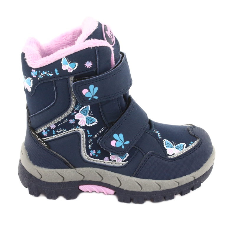 American Club boots with HL28 membrane navy blue butterflies pink