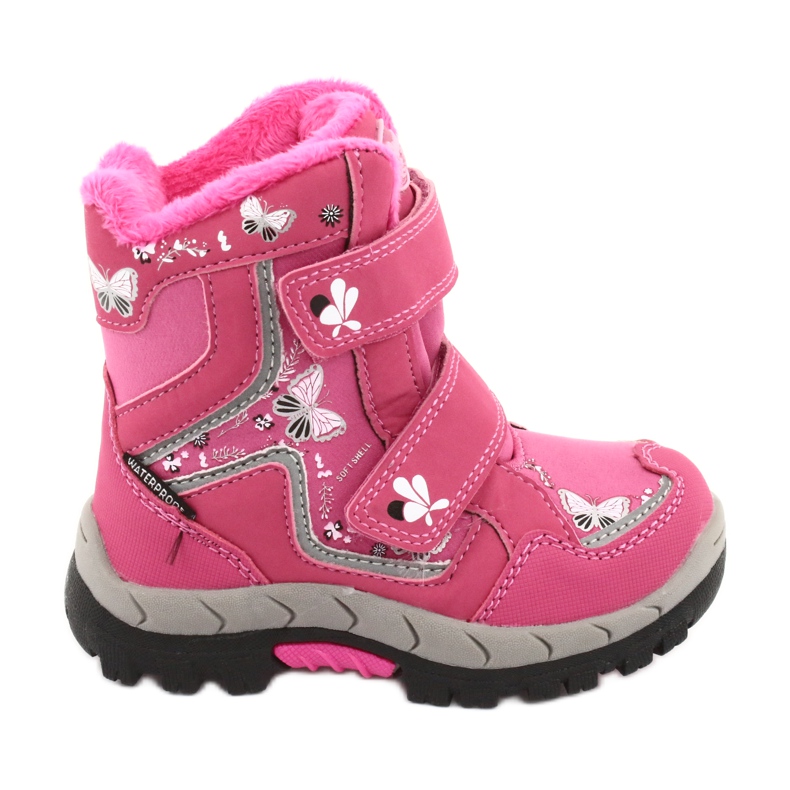 American Club boots with HL28 membrane pink butterflies white black