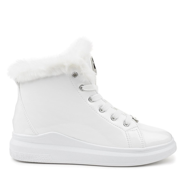 Lacquered warm white sneakers TL135-9