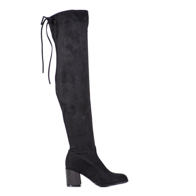 SHELOVET Thigh-high boots with decorative heel black