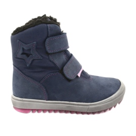 Boots with a membrane Mazurek 1353 navy blue pink