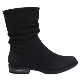 Black women's flat black boots 5139 Black