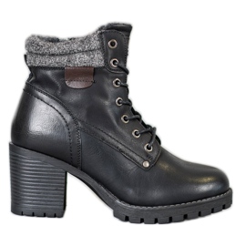 SHELOVET Lace-up Booties On A Post black SHELOVET Lace-up Booties On A Post black