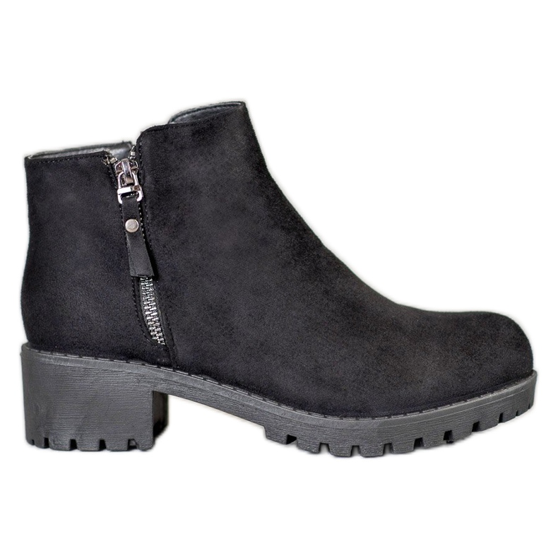Diamantique Black Booties With A Zipper