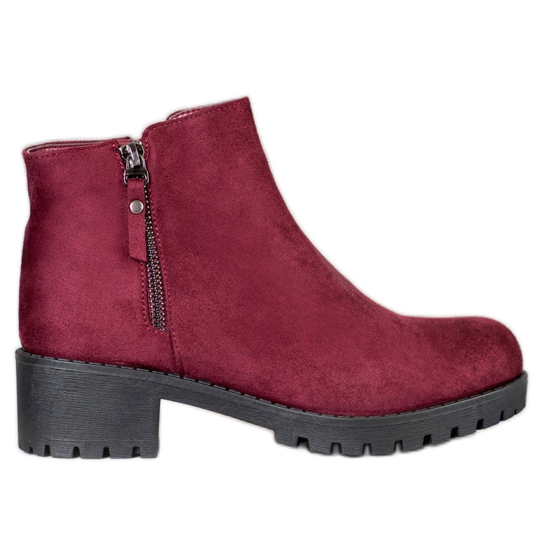 Diamantique Burgundy boots with a zipper black