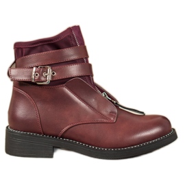 SHELOVET Burgundy boots with a zipper red