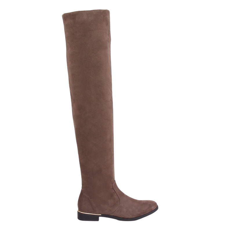Over-the-knee boots with flat heels beige 0-76 Kaki